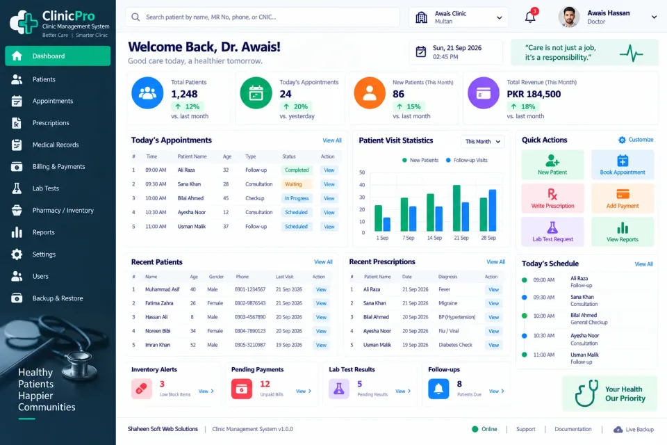 Clinic Management System — screenshot