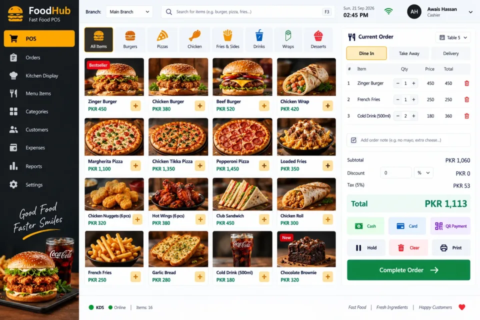 Fast Food POS — screenshot