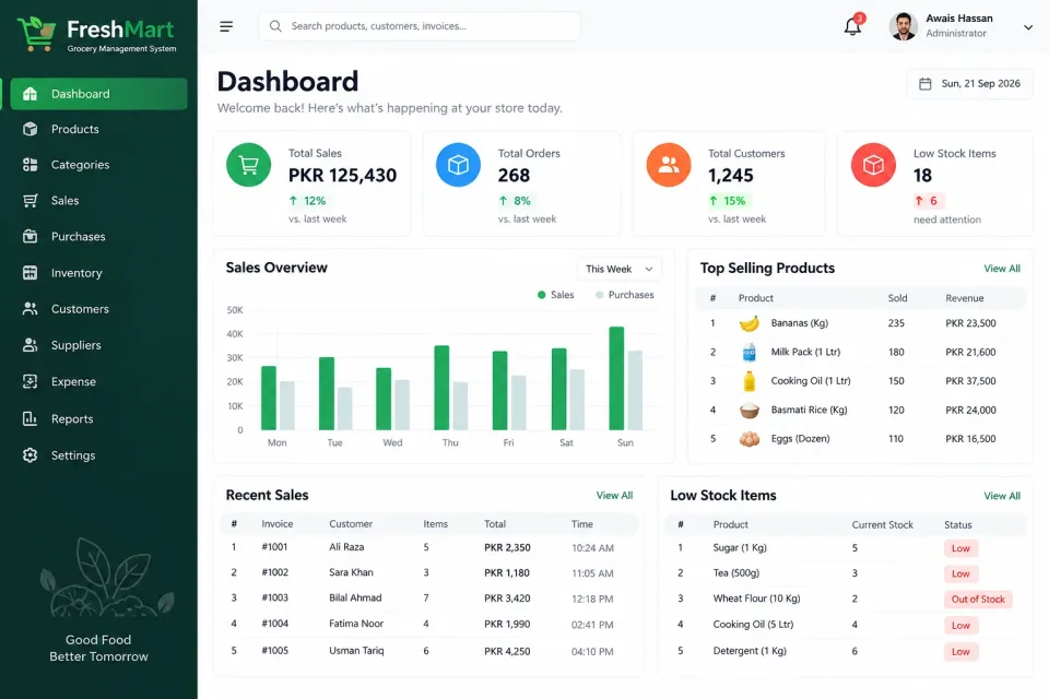 Grocery & Supermarket POS — screenshot