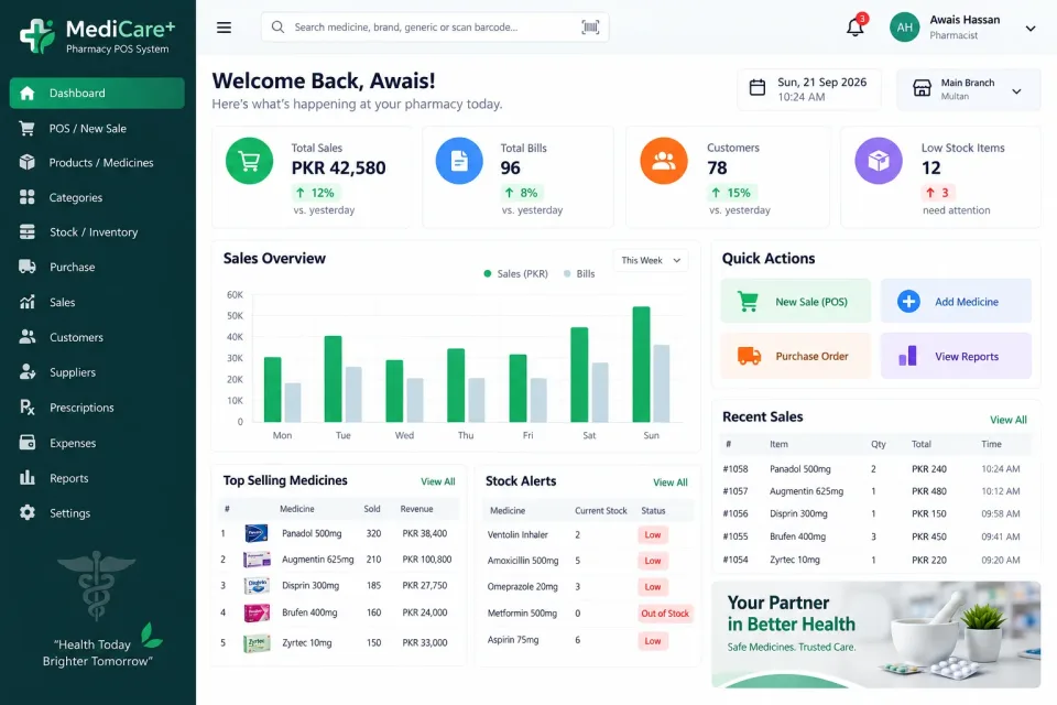 Pharmacy POS — screenshot